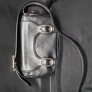 Cole Haan "Alexa" H04 Black Leather Equestrian Style Crossbody Bag